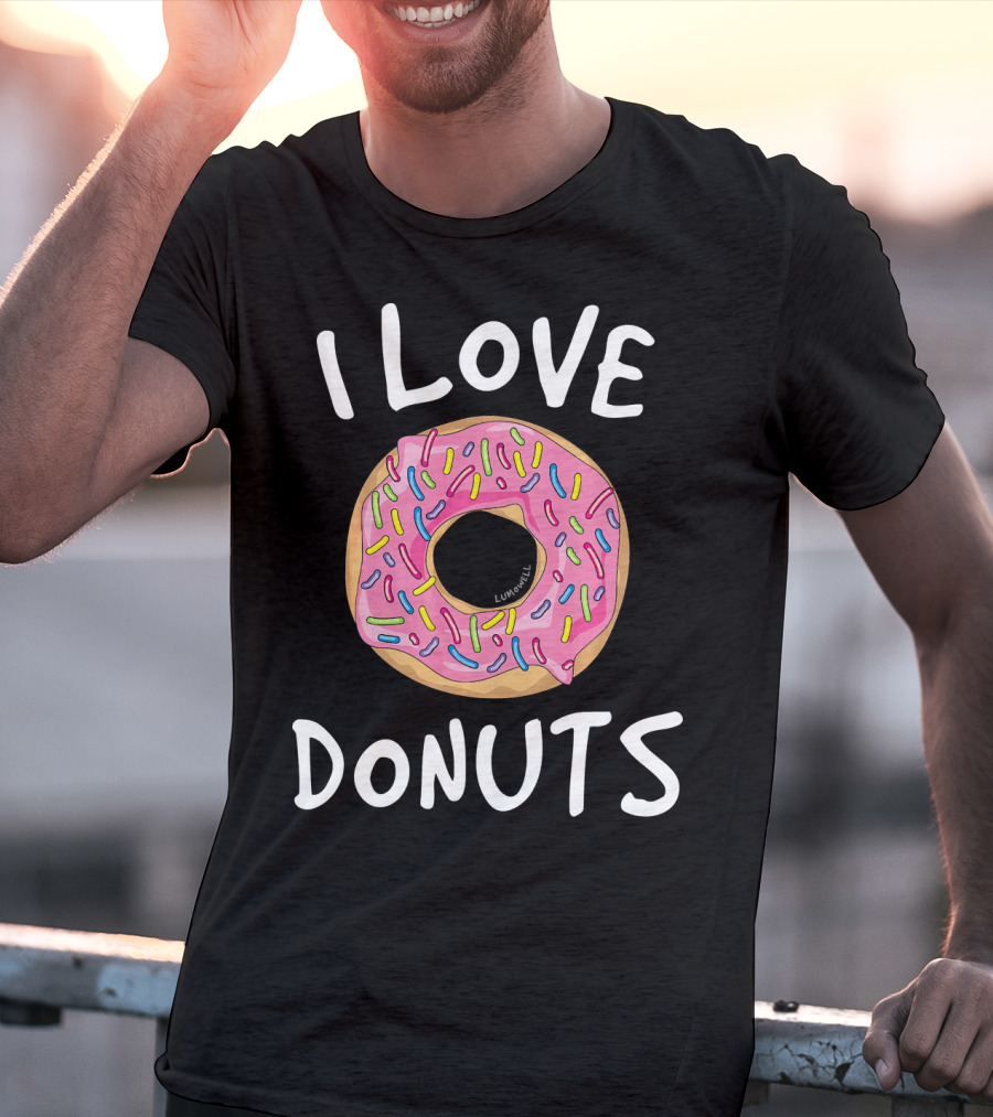 I Love Donuts Pink Sprinkles Funny Donut T-Shirt