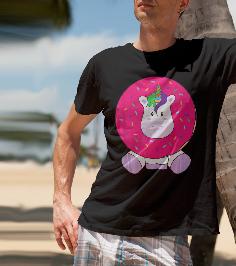 Kawaii Unicorn Donut With Sprinkles Cute Girly T-Shirt