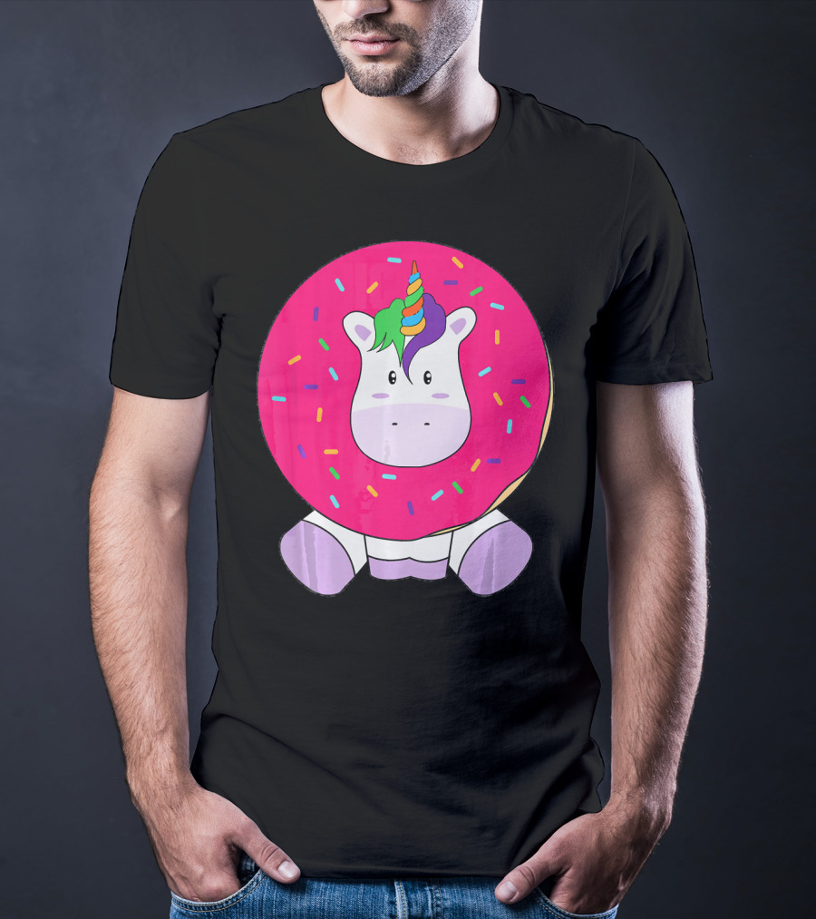 Kawaii Unicorn Donut With Sprinkles Cute Girly T-Shirt