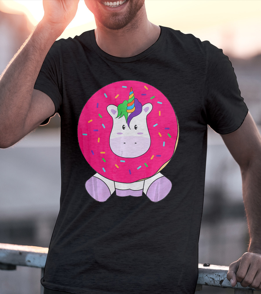 Kawaii Unicorn Donut With Sprinkles Cute Girly T-Shirt