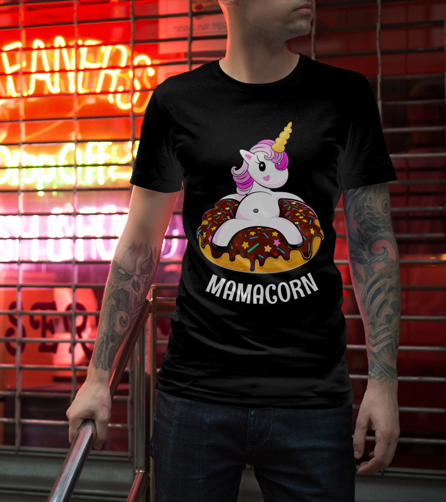 Mamacorn Unicorn Donut With Sprinkles And Stars T-Shirt