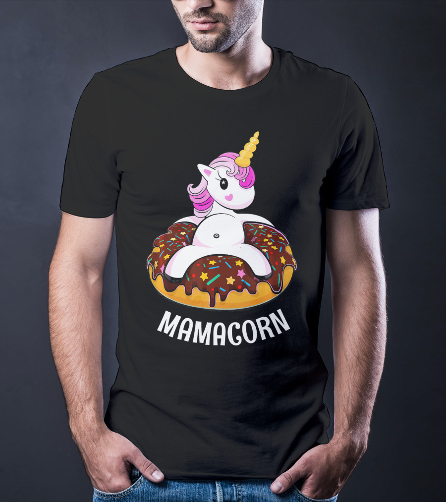 Mamacorn Unicorn Donut With Sprinkles And Stars T-Shirt