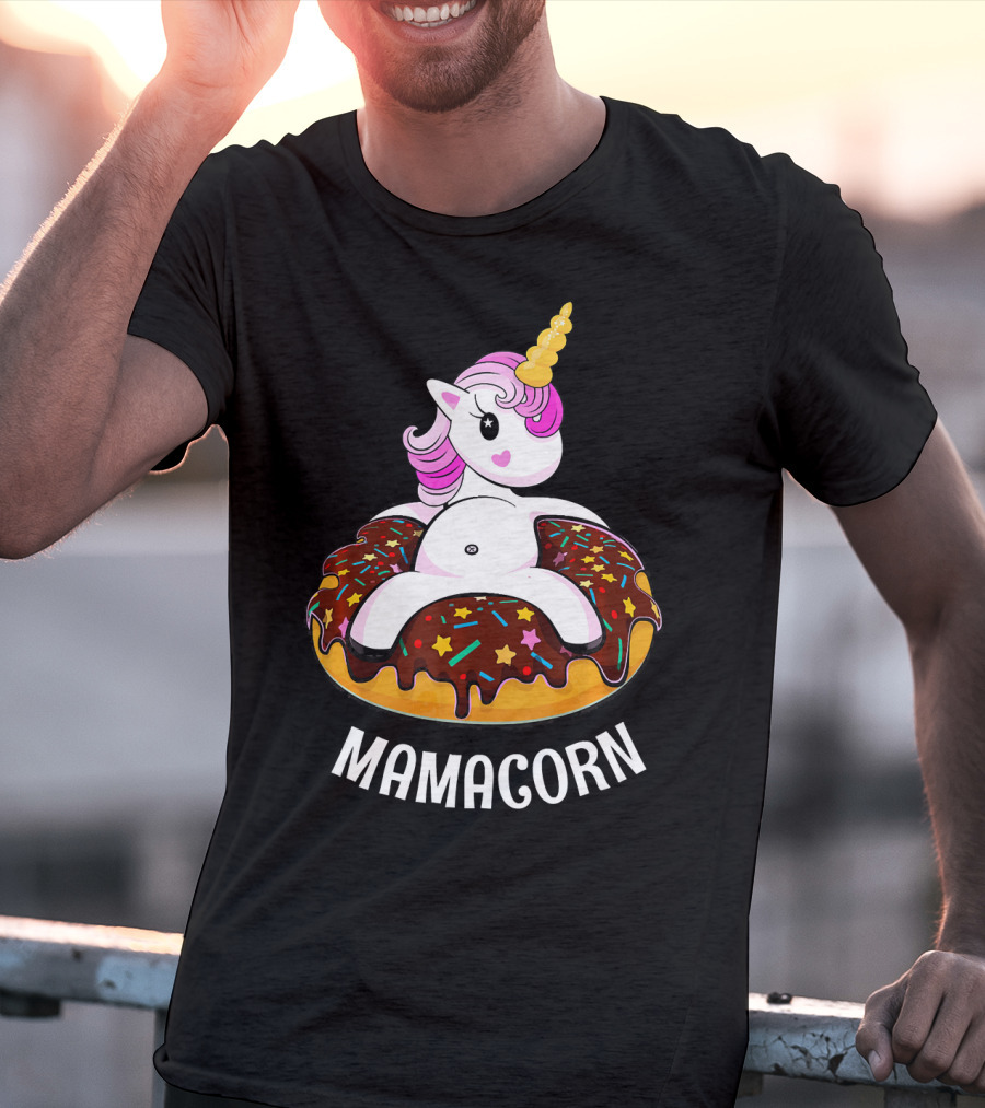 Mamacorn Unicorn Donut With Sprinkles And Stars T-Shirt