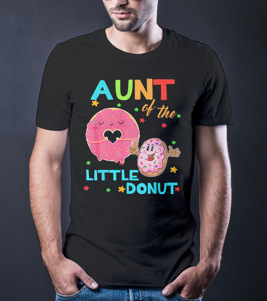Aunt Of The Little Donut Birthday Colorful Star Sprinkles T-Shirt