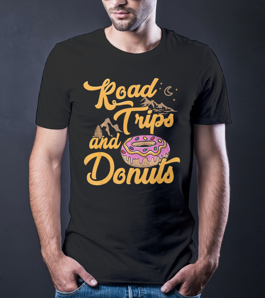 Road Trips And Donuts Mountain Night Moon T-Shirt