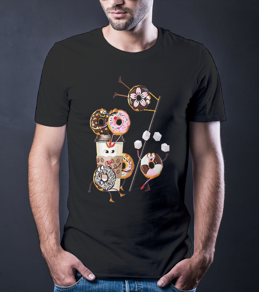 Donut Glazed And Confused Funny Donut Coffee Party With Juggling Donuts T-Shirt
