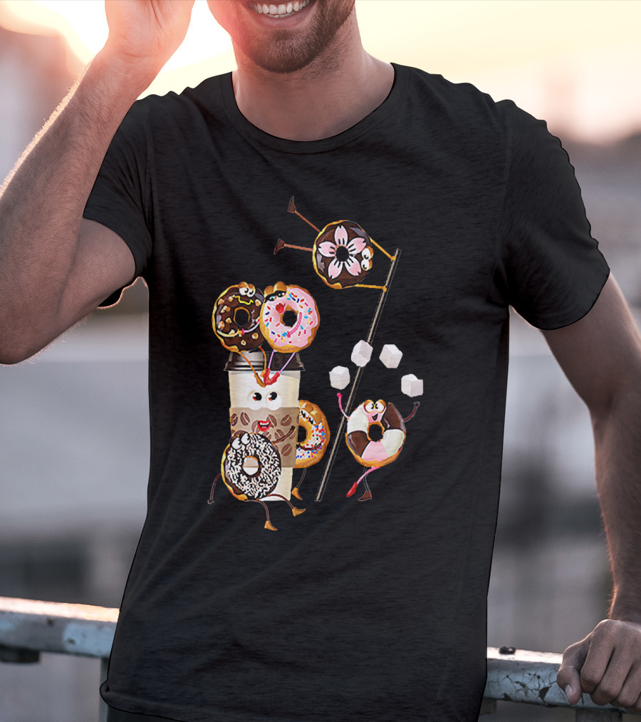 Donut Glazed And Confused Funny Donut Coffee Party With Juggling Donuts T-Shirt