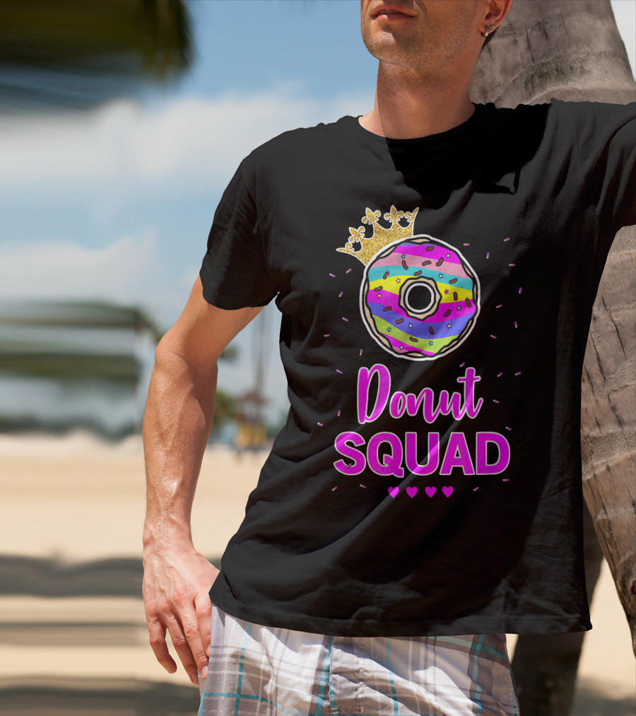Donut Squad Birthday Girl With Crown And Hearts T-Shirt
