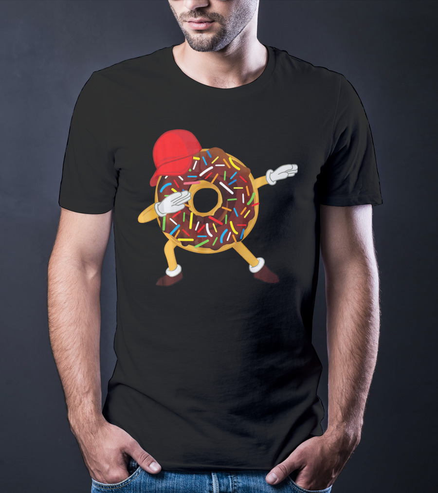 Dabbing Chocolate Sprinkles Donut With Red Hat T-Shirt