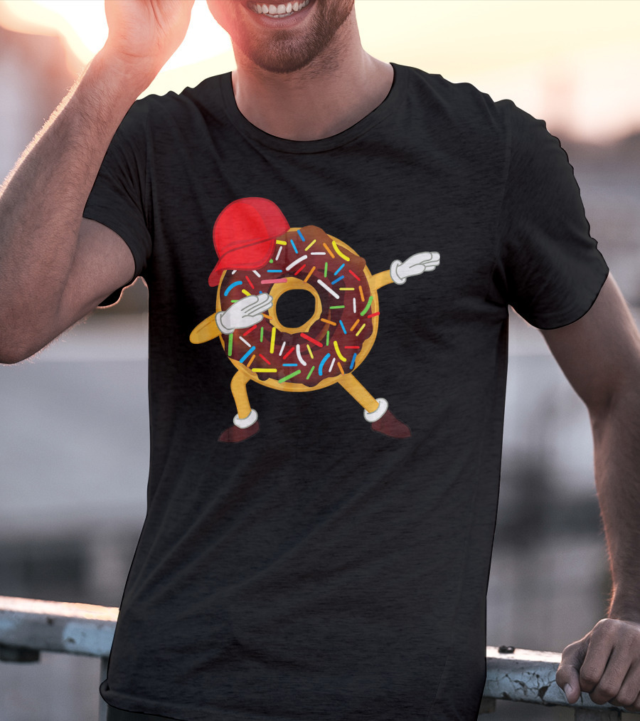Dabbing Chocolate Sprinkles Donut With Red Hat T-Shirt