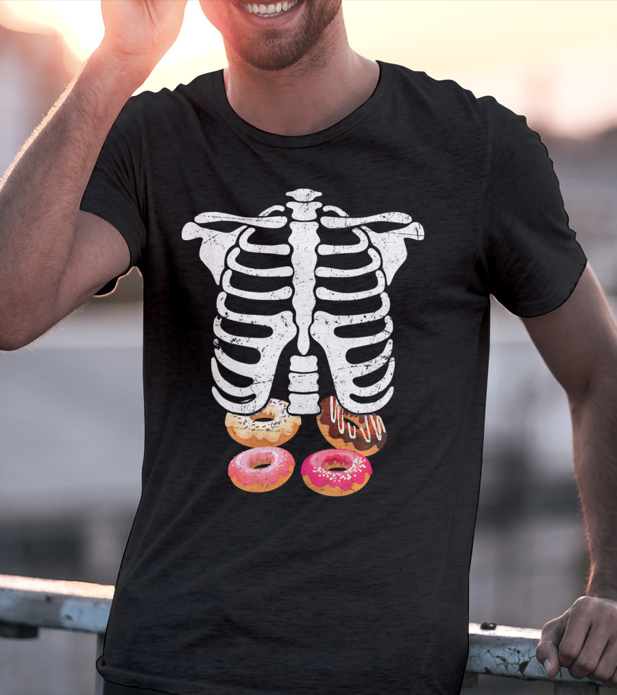 Skeleton Pregnancy Donut X Ray Ribcage Treats T-Shirt