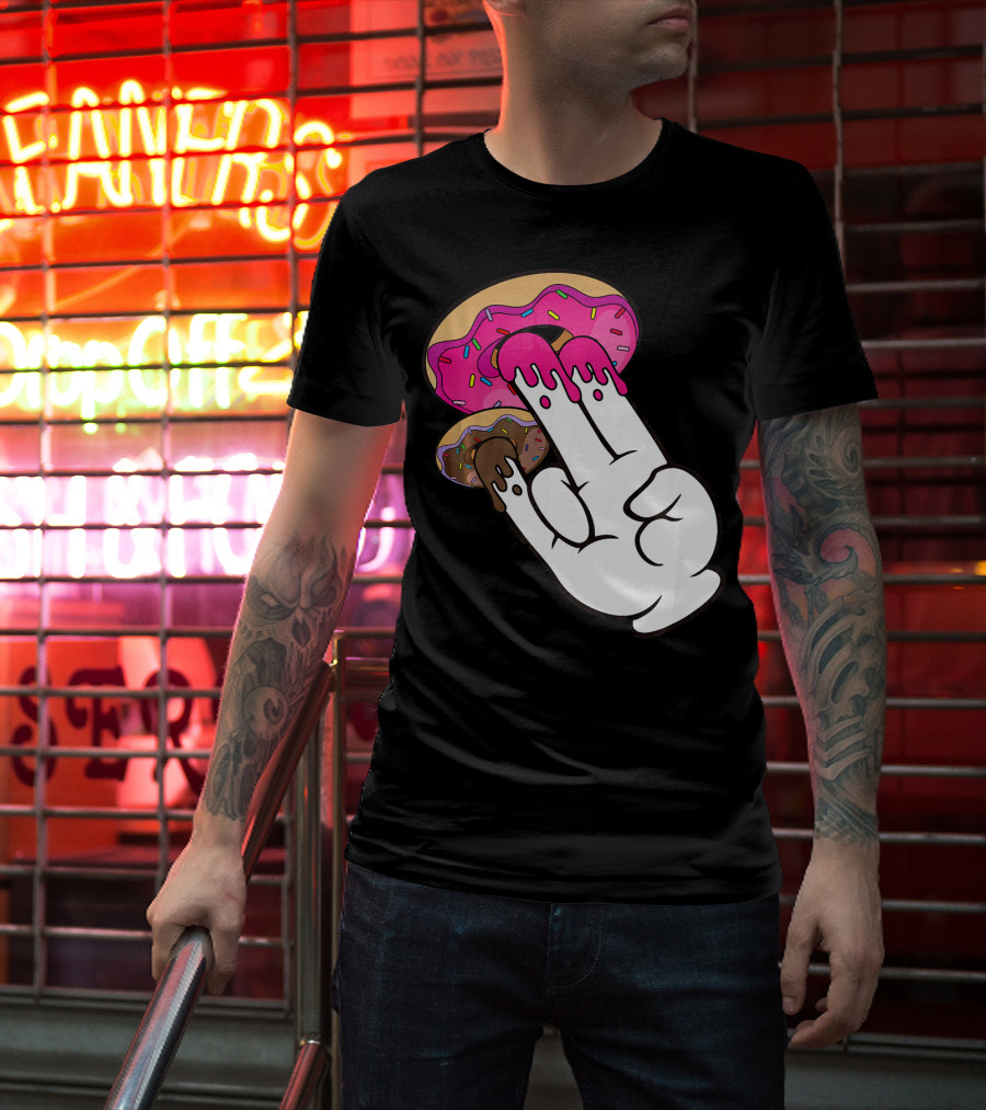 Funny Donuts With The Shocker Hand Gesture And Sprinkled Frosting T-Shirt