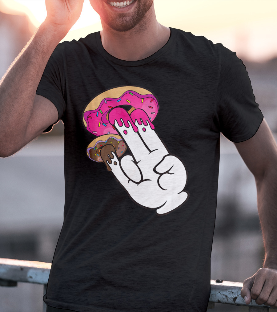 Funny Donuts With The Shocker Hand Gesture And Sprinkled Frosting T-Shirt