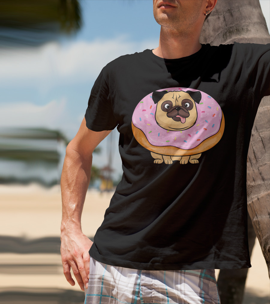 Cute Doughnut Pug Wearing A Donut Costume Sprinkles T-Shirt