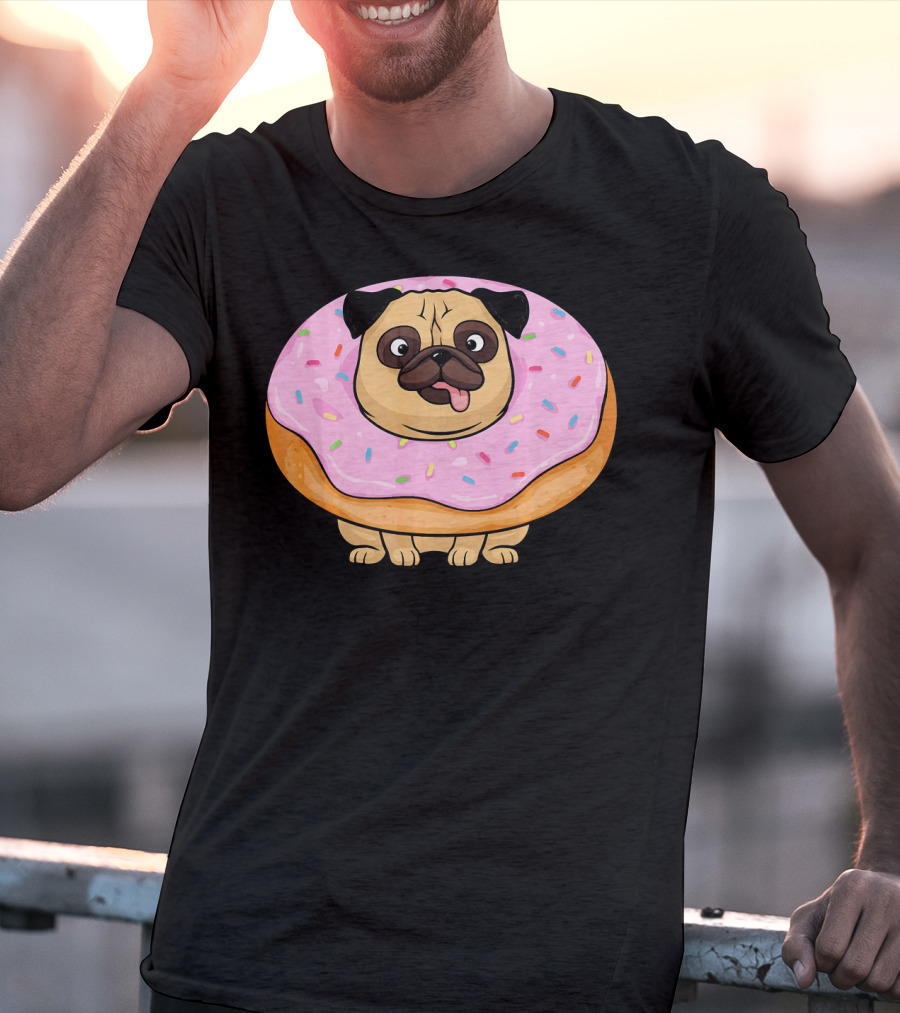 Cute Doughnut Pug Wearing A Donut Costume Sprinkles T-Shirt