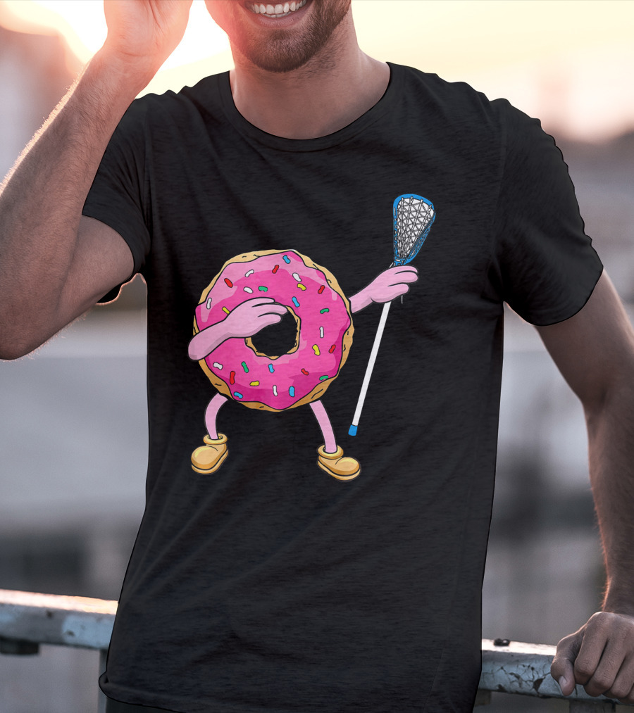Dabbing Donut Playing Lacrosse With Sprinkles T-Shirt