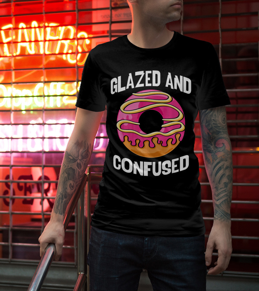 Glazed And Confused Pink Donut With Dripping Icing T-Shirt
