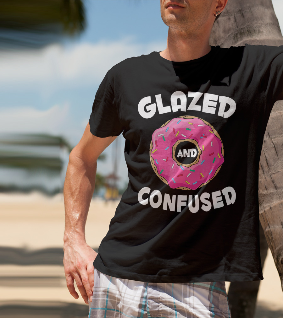 Glazed And Confused Funny Donut Lovers Pink Sprinkles T-Shirt