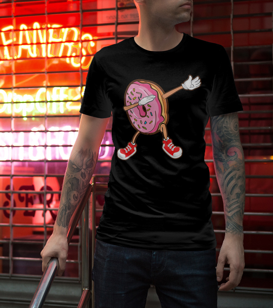 Dabbing Strawberry Frosted Donut With Sprinkles And Red Sneakers T-Shirt