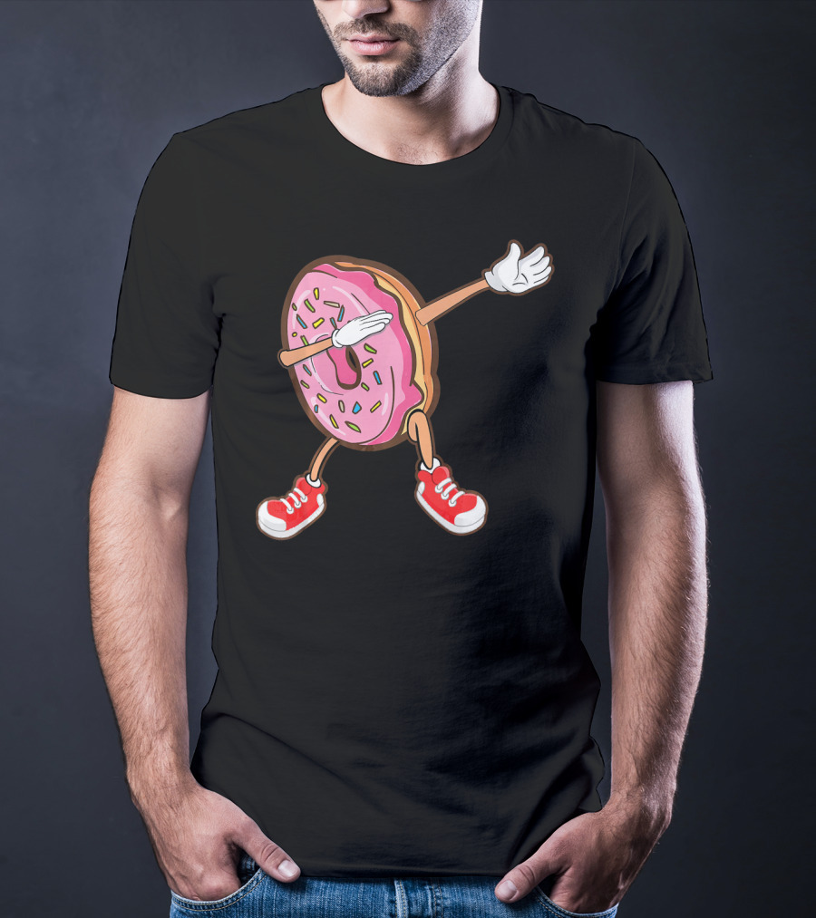 Dabbing Strawberry Frosted Donut With Sprinkles And Red Sneakers T-Shirt