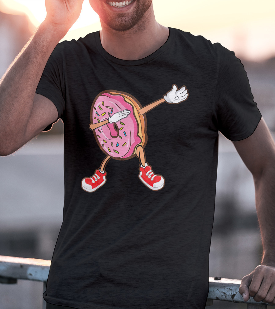 Dabbing Strawberry Frosted Donut With Sprinkles And Red Sneakers T-Shirt