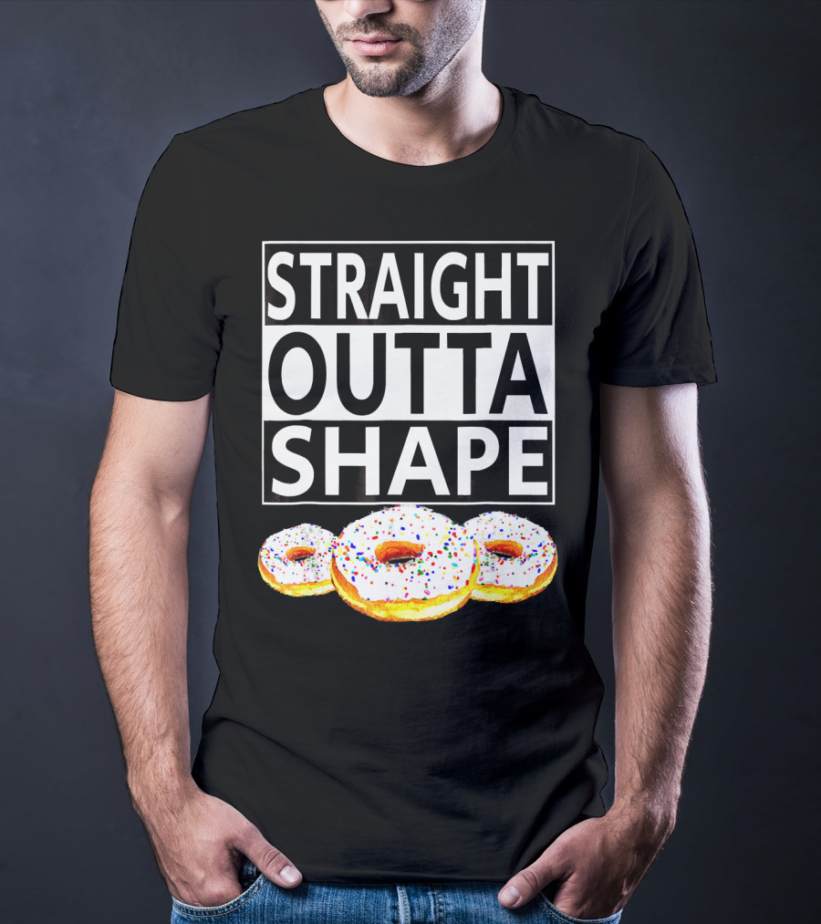 Straight Outta Shape Funny Workout Donut T-Shirt