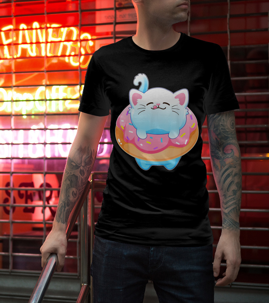Donut Cat Kitty Lovers Sprinkled Sweet Treat Feline Delight T-Shirt