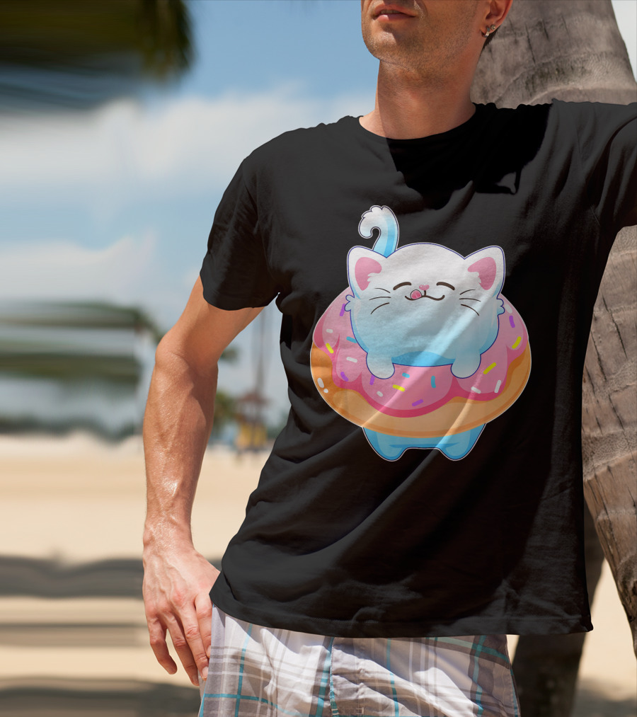 Donut Cat Kitty Lovers Sprinkled Sweet Treat Feline Delight T-Shirt