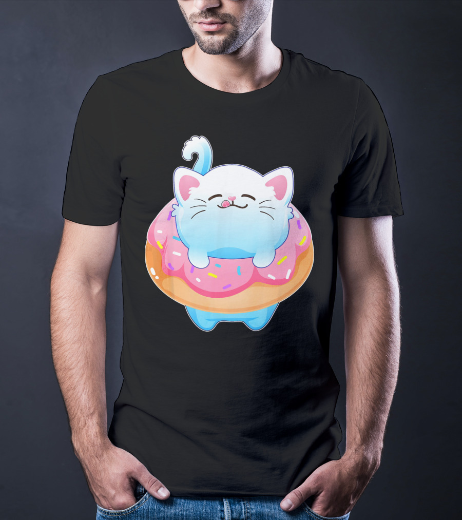 Donut Cat Kitty Lovers Sprinkled Sweet Treat Feline Delight T-Shirt