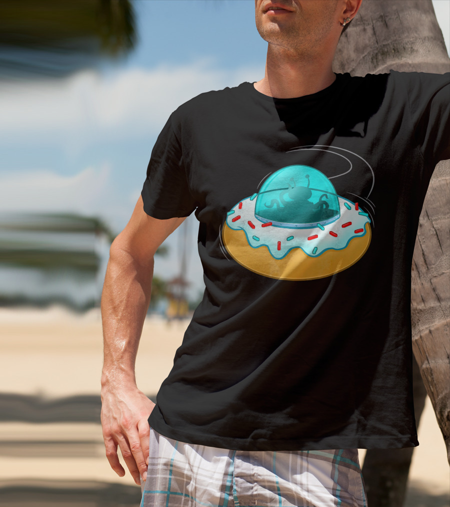 Funny UFO Donut With Cute Alien Sprinkles T-Shirt