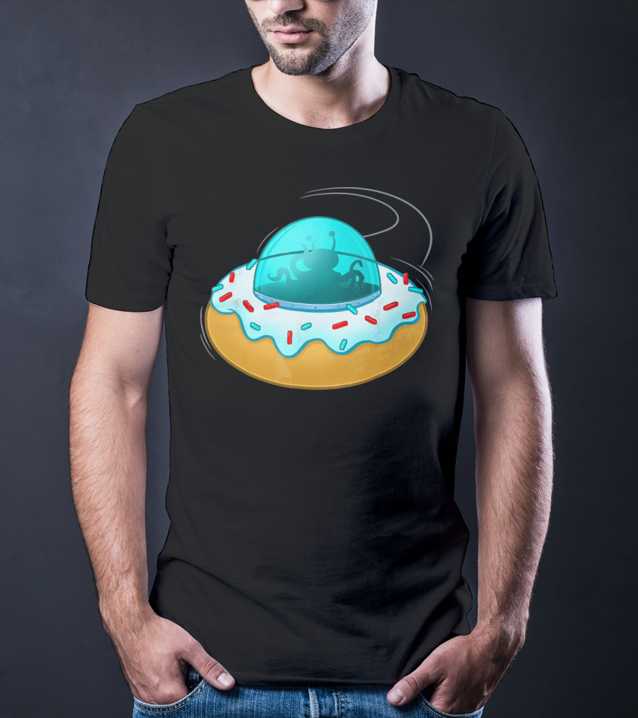 Funny UFO Donut With Cute Alien Sprinkles T-Shirt