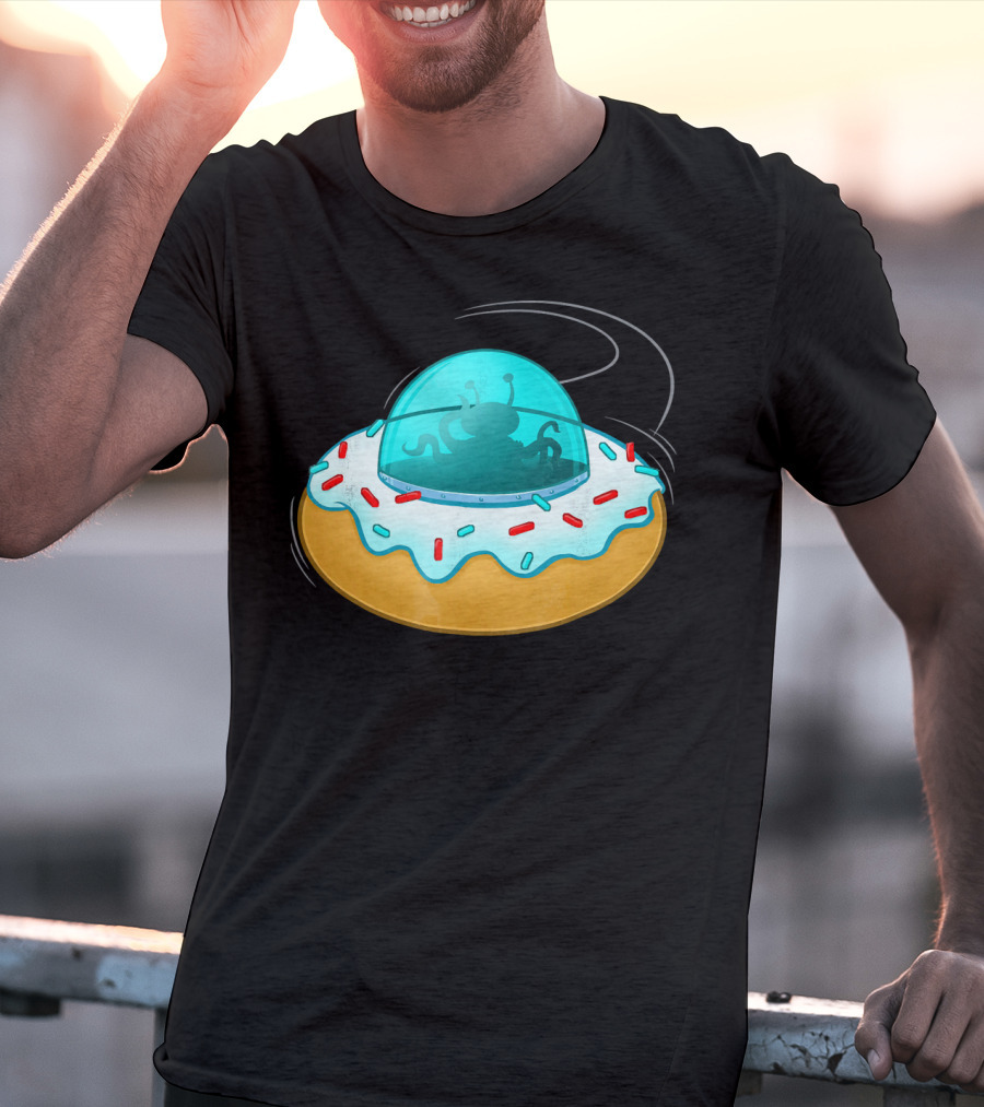 Funny UFO Donut With Cute Alien Sprinkles T-Shirt