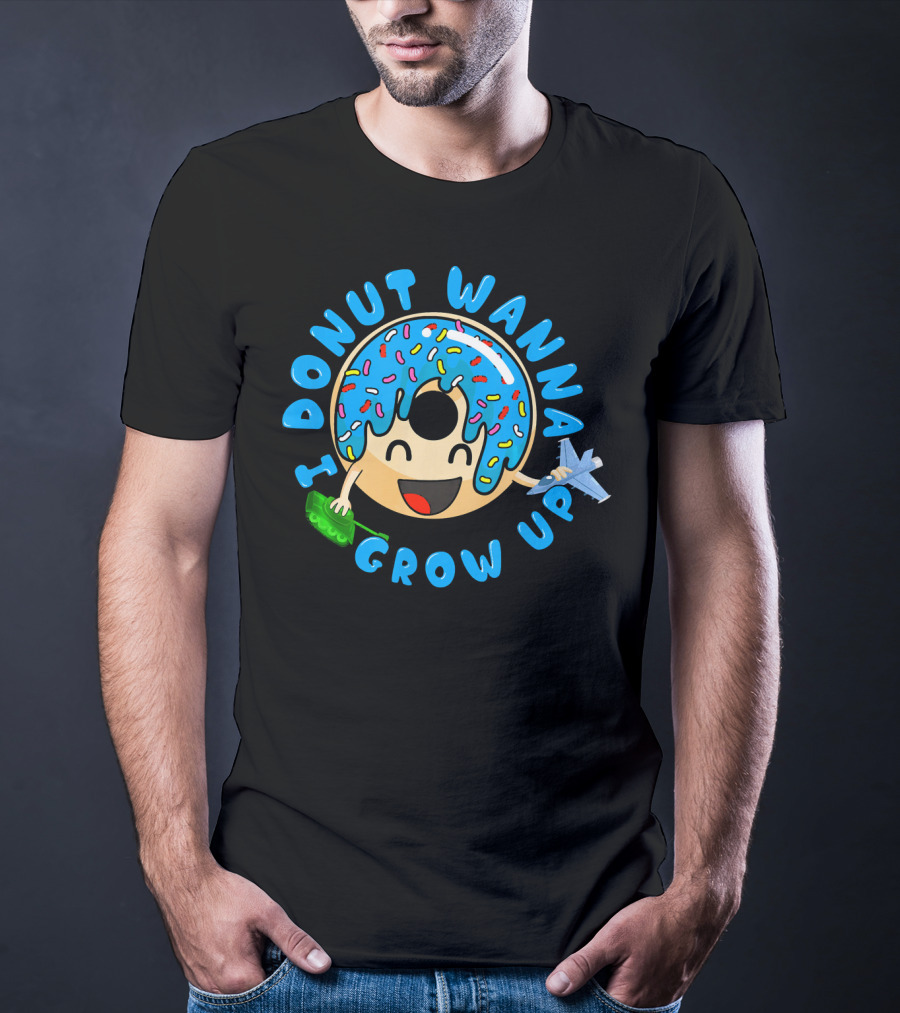 I Donut Wanna Grow Up Funny Kid Donut Sprinkles Airplane Money T-Shirt