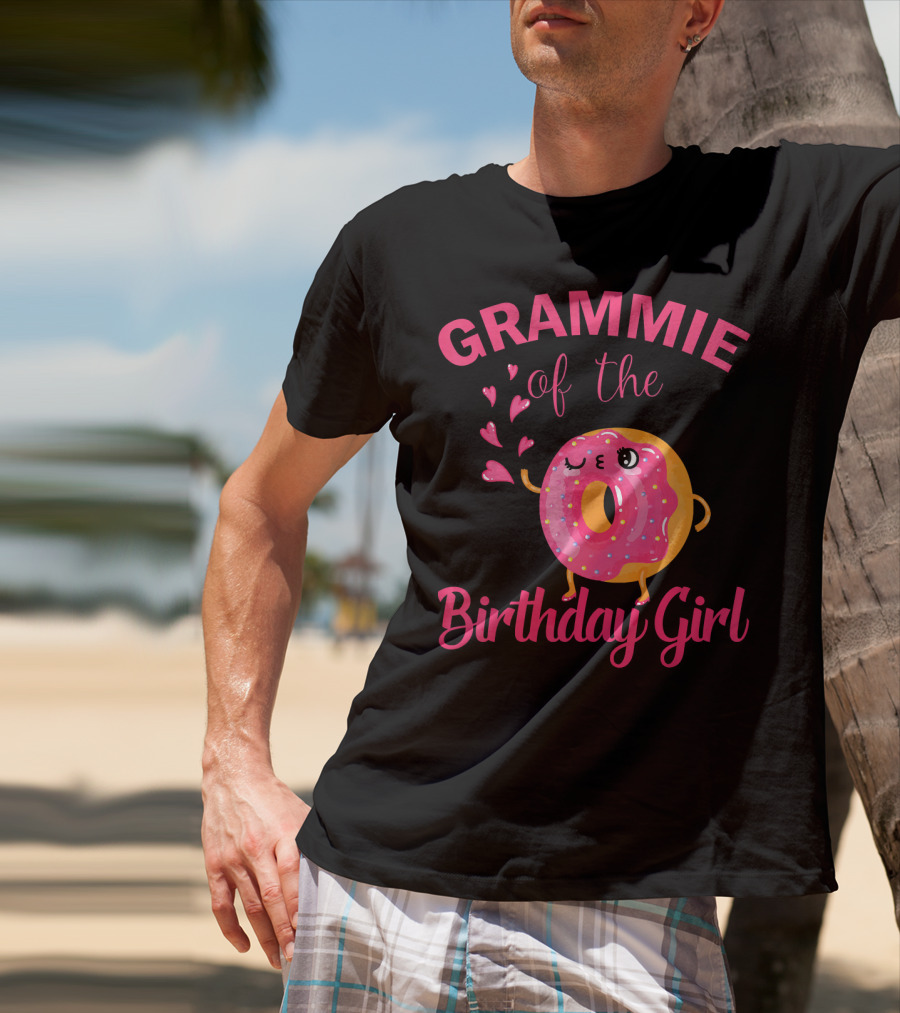 GRAMMIE Of The Birthday Girl Donut With Hearts T-Shirt