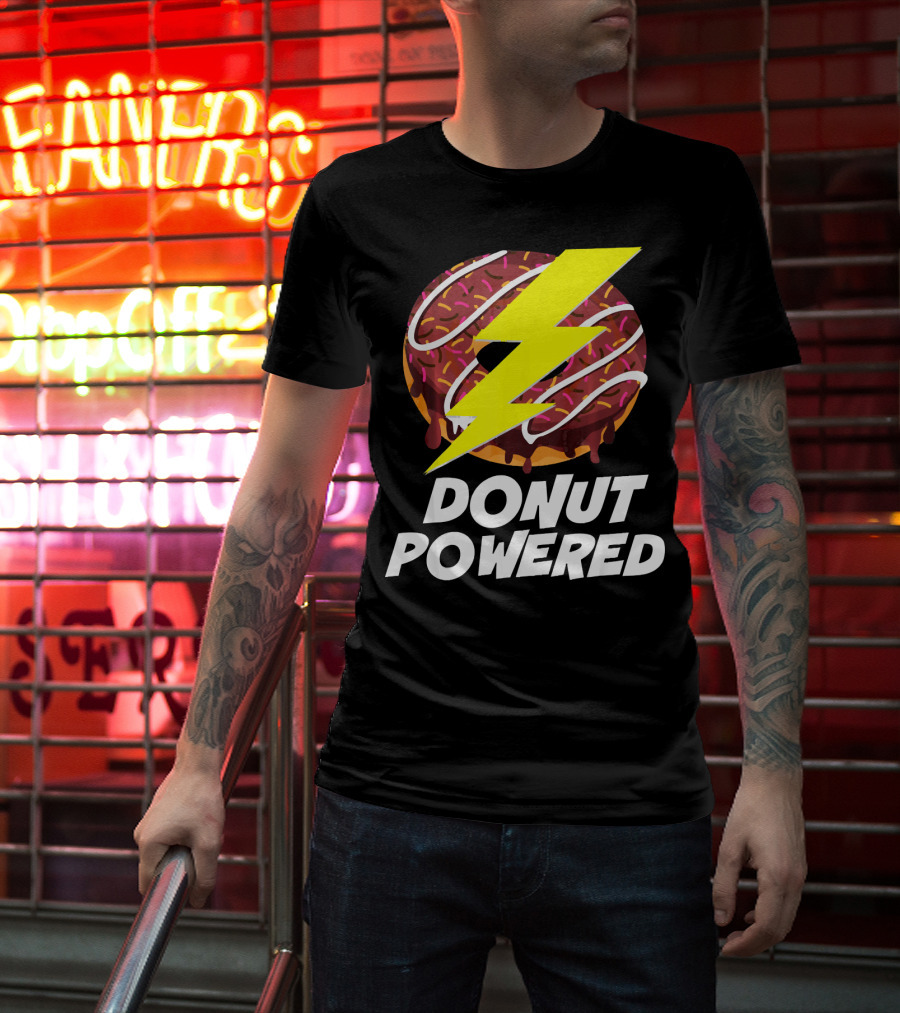 Donut Powered Lightning Bolt Donut With Sprinkles T-Shirt