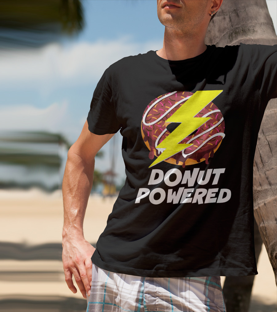 Donut Powered Lightning Bolt Donut With Sprinkles T-Shirt