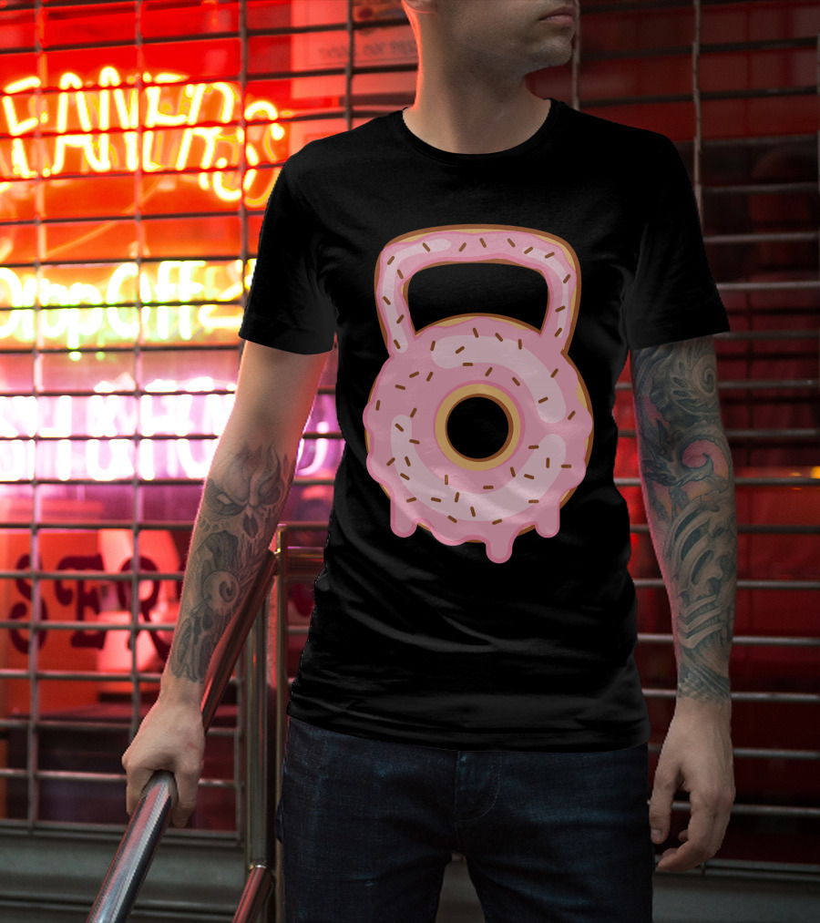 Kettlebell Donut Lover Gym Workout Pink Sprinkles T-Shirt