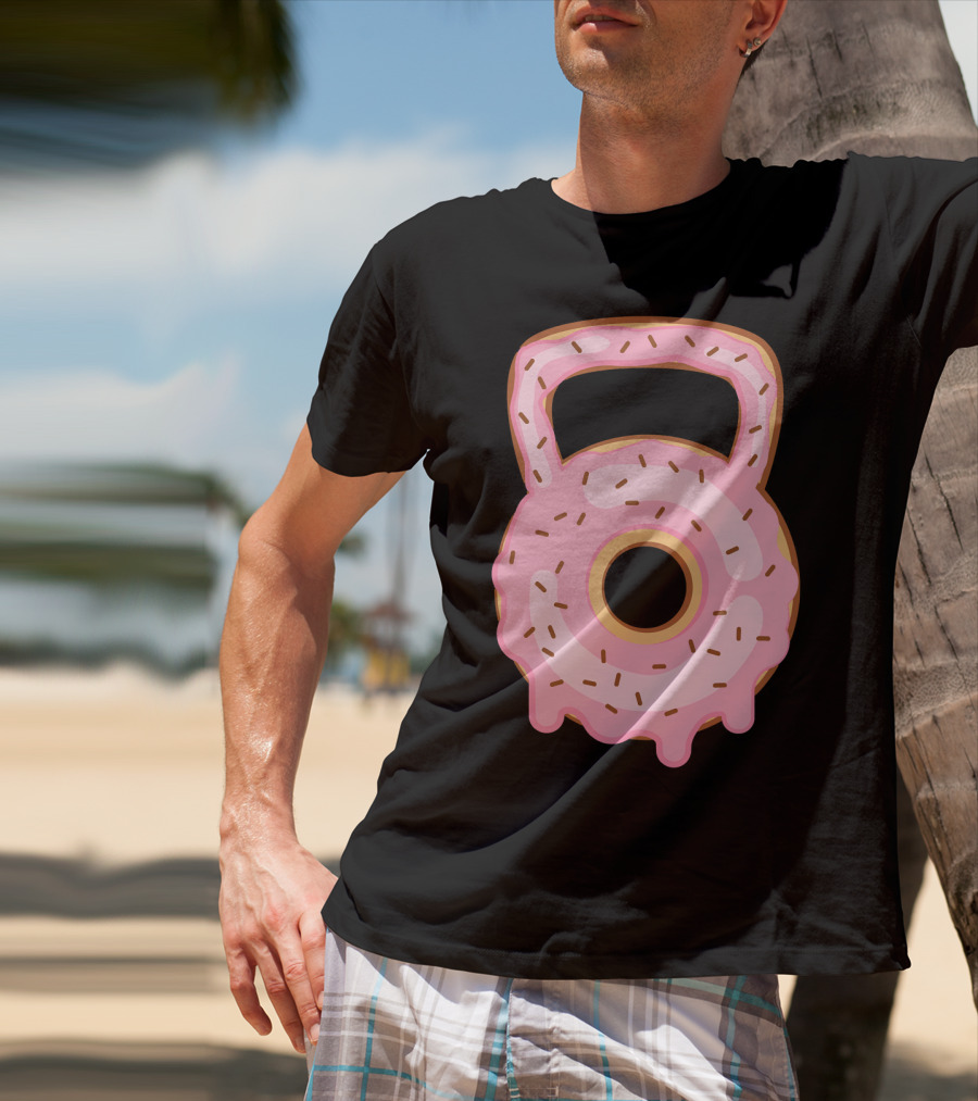 Kettlebell Donut Lover Gym Workout Pink Sprinkles T-Shirt