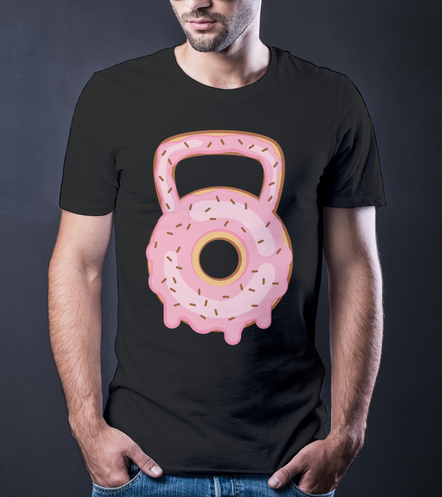 Kettlebell Donut Lover Gym Workout Pink Sprinkles T-Shirt