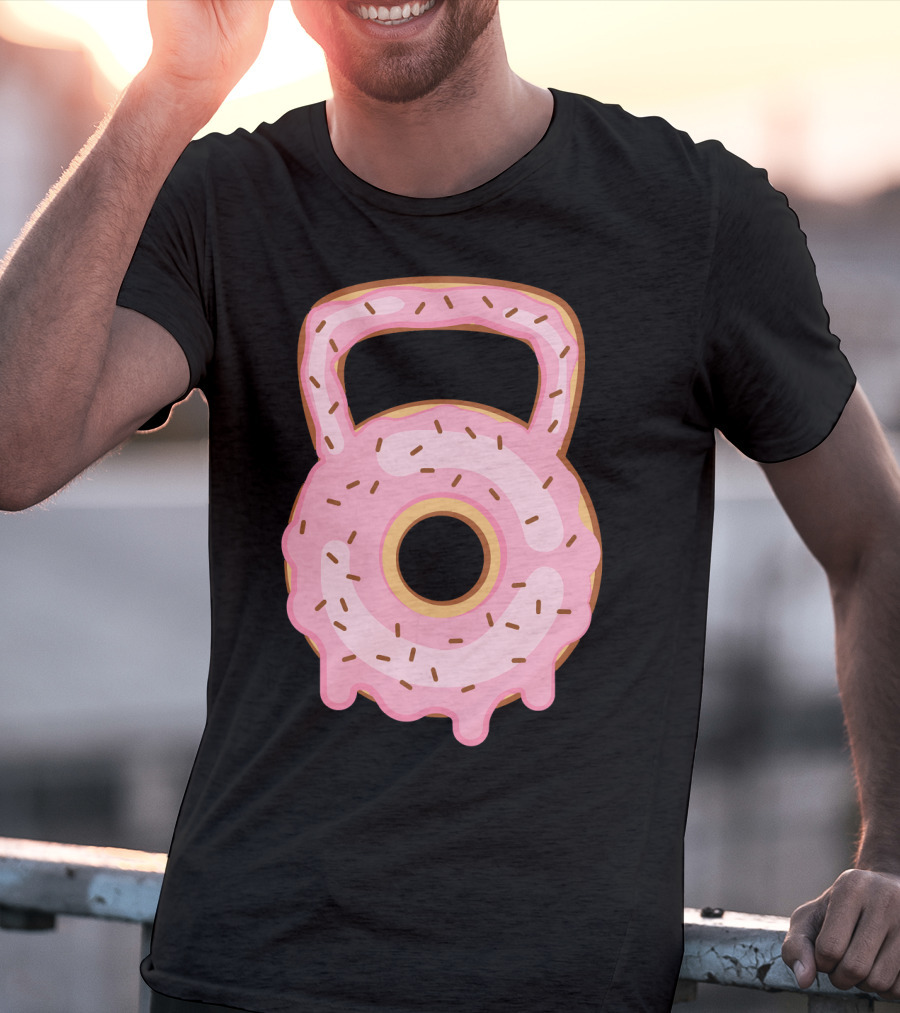 Kettlebell Donut Lover Gym Workout Pink Sprinkles T-Shirt
