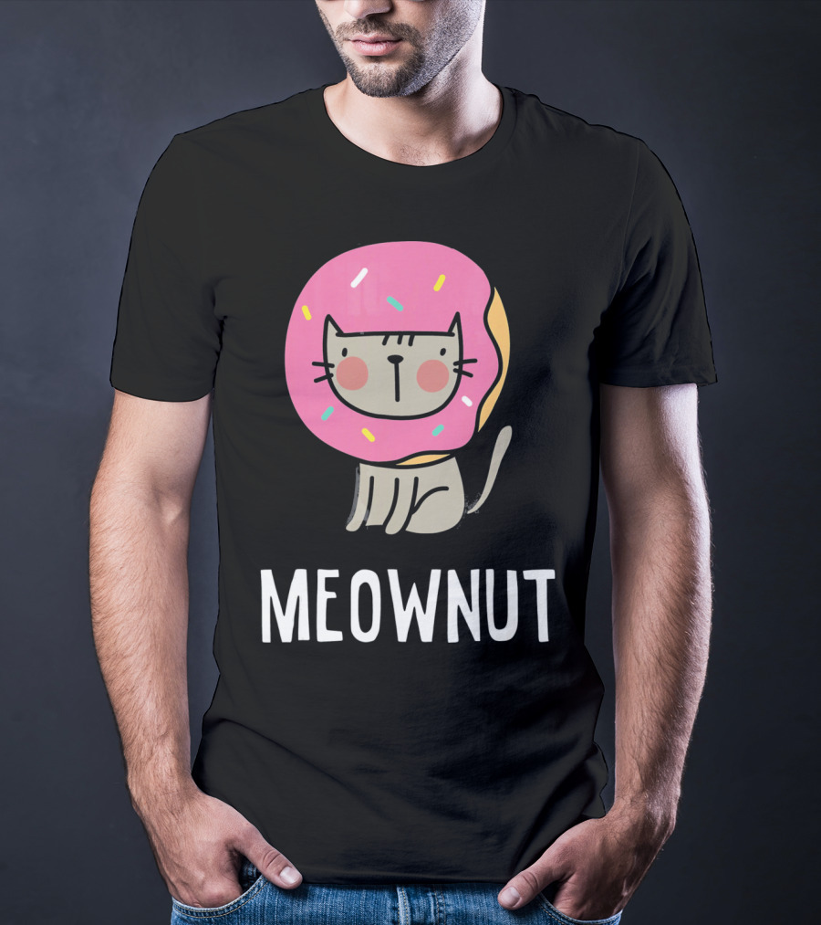 Cute Donut Cat Pun Meownut Funny Meownut T-Shirt
