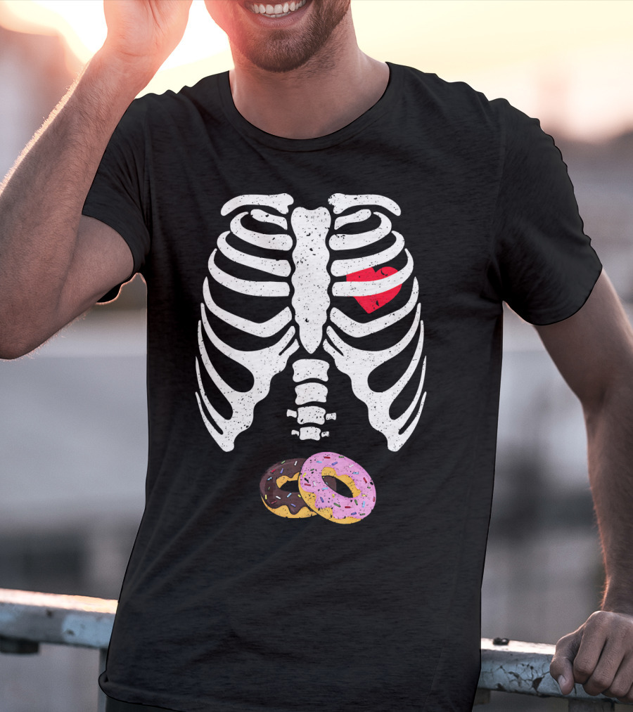 Halloween Pregnancy Skeleton Donut Baby Costume T-Shirt