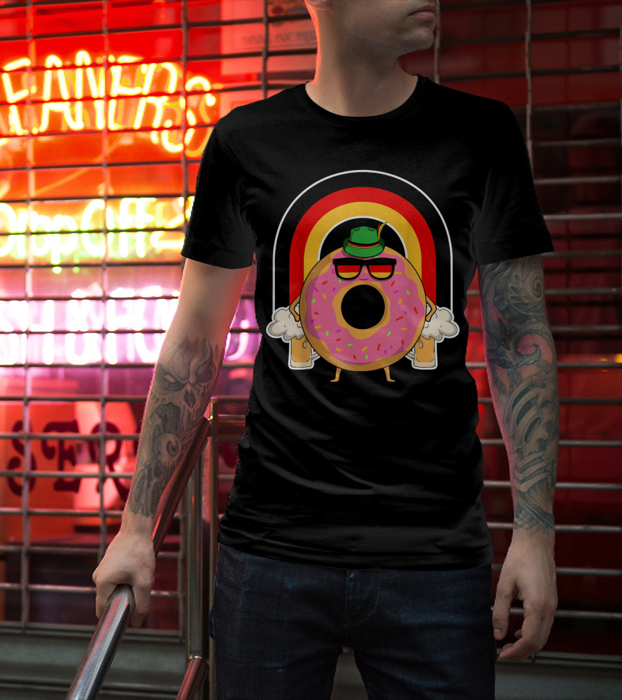 Donuts Beer Oktoberfest Prost German Fla Bavarian Rainbow Hat Party T-Shirt