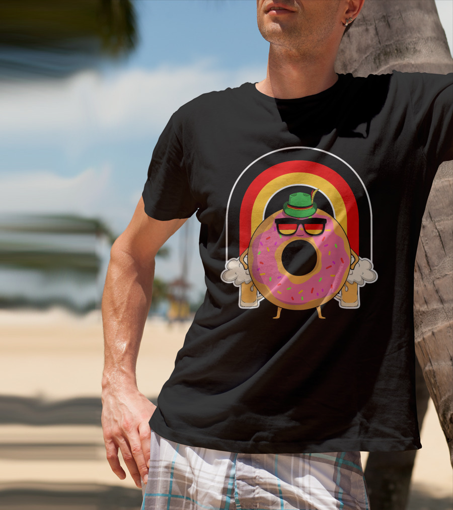 Donuts Beer Oktoberfest Prost German Fla Bavarian Rainbow Hat Party T-Shirt