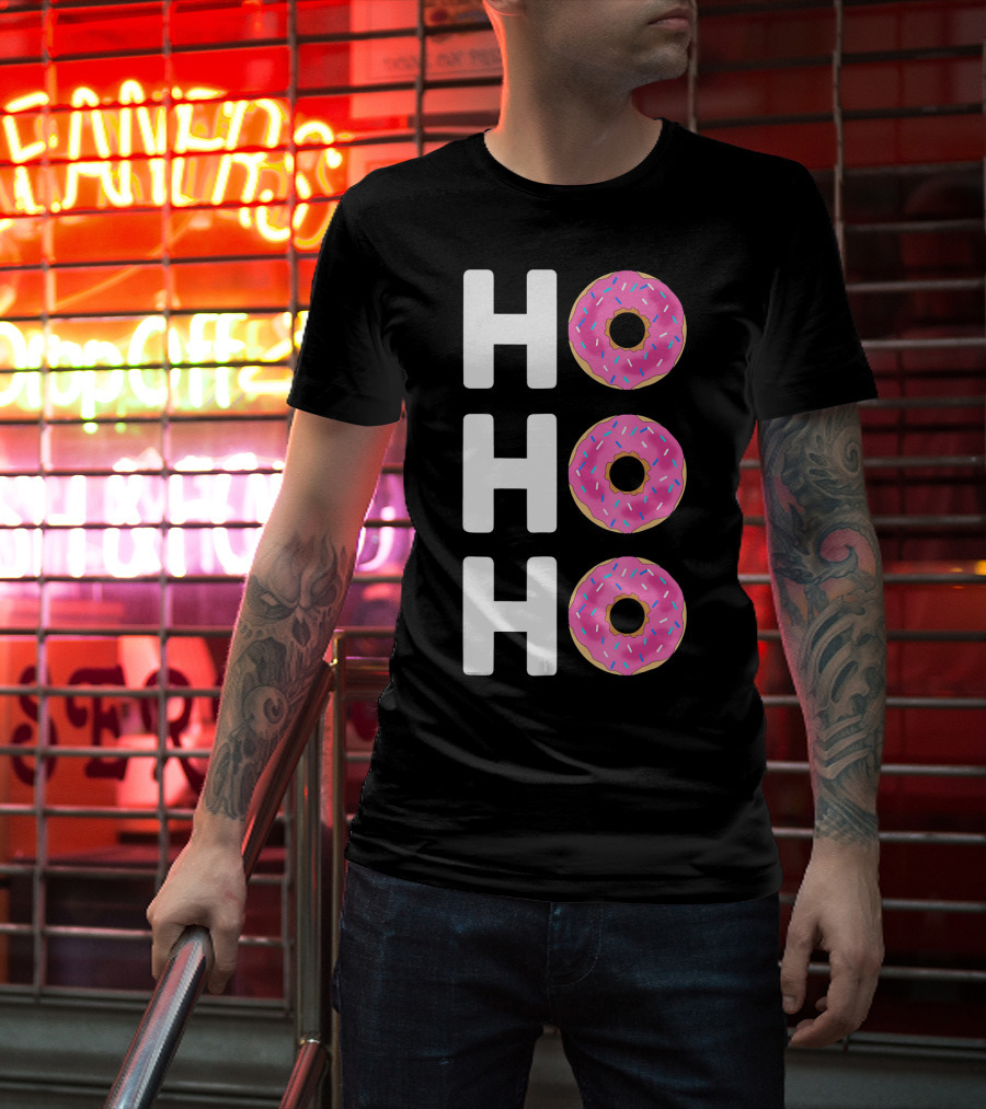 HO HO HO Funny Christmas Donut T-Shirt