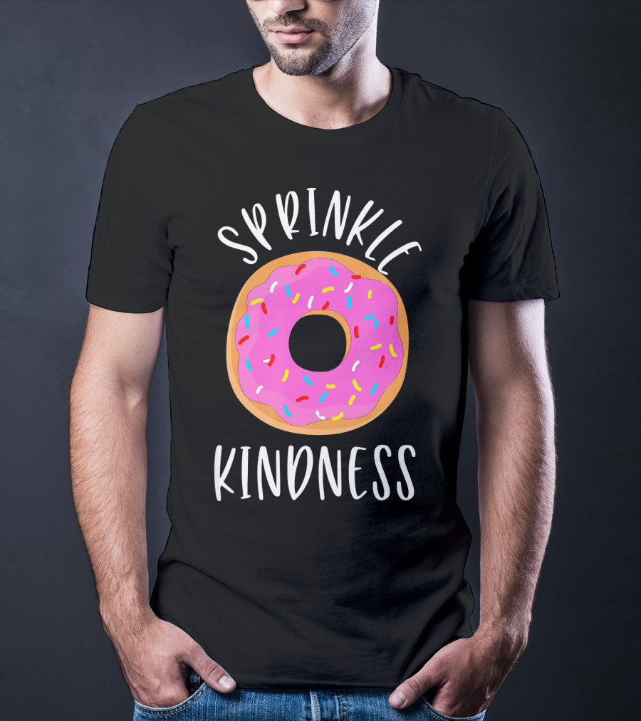 Sprinkle Kindness Donut Anti Bullying Pink Frosted Doughnut T-Shirt