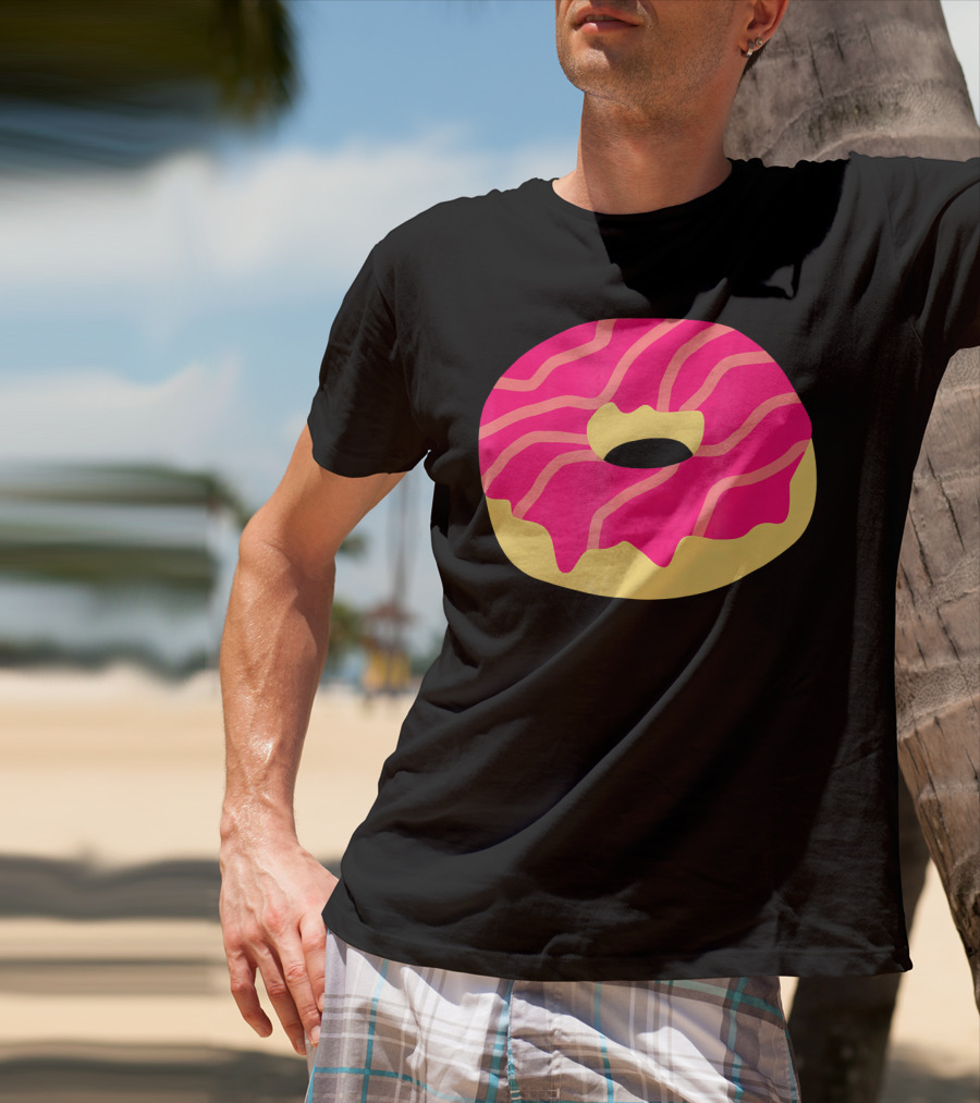 Donut With Pink Glaze And Vibrant Stripes T-Shirt