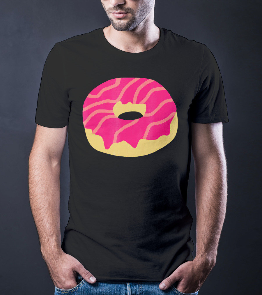Donut With Pink Glaze And Vibrant Stripes T-Shirt
