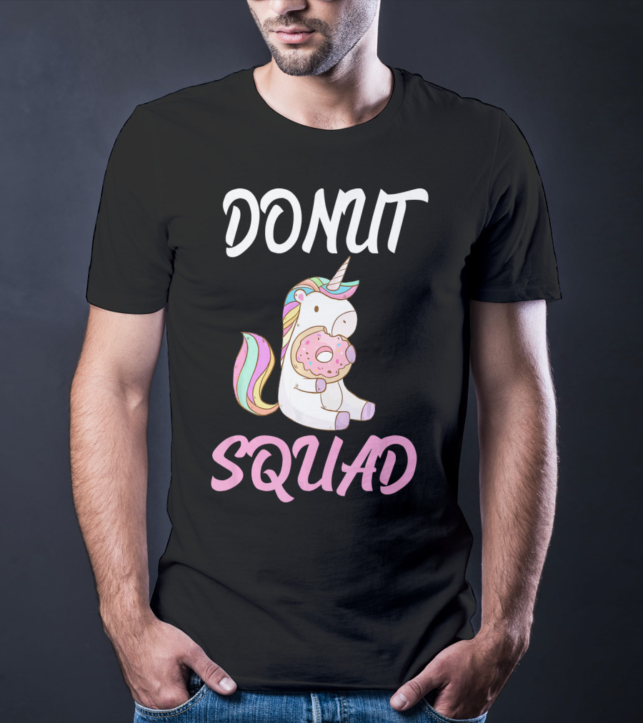 Donut Squad Unicorn Holding Donut With Cute Expression T-Shirt