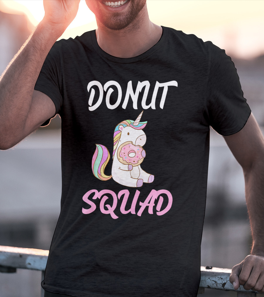 Donut Squad Unicorn Holding Donut With Cute Expression T-Shirt